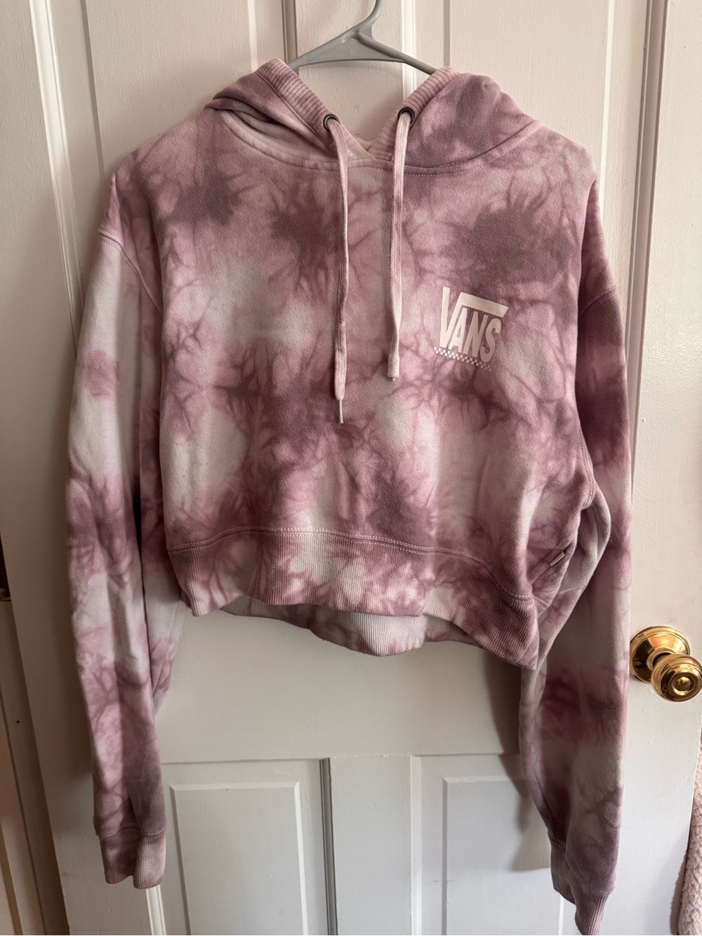 Vans Women's Cropped Tie-Dye Hoodie - Mauve Pink & White